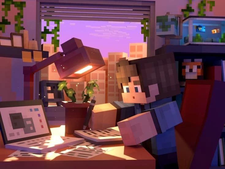 Minecraft Coder at Desk